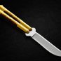 Personalized Custom 440c Stainless steel Folding Knife Brass with Kamagong Wood Inserts