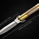 Personalized Custom 440c Stainless steel Folding Knife Brass with Bone Inserts With Sheath