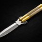 Personalized Custom 440c Stainless steel Folding Knife Brass with Bone Inserts With Sheath