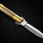 Personalized Custom 440c Stainless steel Folding Knife Brass with Bone Inserts With Sheath
