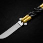 Personalized Custom 440c Stainless steel Folding Knife Brass with Carabao Horn Inserts