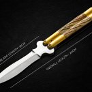 Personalized Custom 440c Stainless steel Folding Knife Brass with Bone Inserts With Leather Sheath