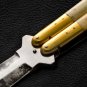 Personalized Custom 440c Stainless steel Folding Knife Brass with Bone Inserts With Sheath