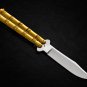 Personalized Custom 440c Stainless steel Folding Knife Brass With Leather Sheath