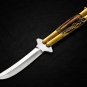 Personalized Custom 440c Stainless steel Folding Knife Brass with Philippine Deer Horn Inserts