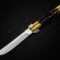 Personalized 440c Stainless steel Folding Knife Brass Visayan Philippine Deer Horn Inserts
