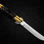 Personalized 440c Stainless steel Folding Knife Brass Visayan Philippine Deer Horn Inserts