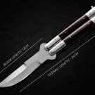 Personalized Custom 440c Stainless steel Folding Knife  Stainless Steel with Kamagong Wood Inserts