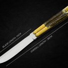 Personalized Custom Vg10 Super Steel Folding Knife Brass with Visayan Philippine Deer Horn Inserts