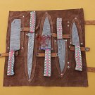 Handmade Damascus Chef's Knife Set of 5 Knife Kitchen Knife Camping Knife Gift for Him