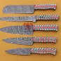 Handmade Damascus Chef's Knife Set of 5 Knife Kitchen Knife Camping Knife Gift for Him