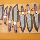 Handmade Damascus Steel Outclass Fantastic Quality Functional 8 Pieces Chef Knives Set