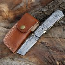 Liner Lock 7" Handmade Damascus Steel Pocket Knife Damascus Steel Handle Folding Knife