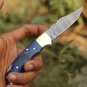 Custom Handmade Damascus Steel Pocket Folding Knife Stained Wood Handle