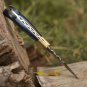 Custom Handmade Damascus Steel Pocket Folding Knife Stained Wood Handle