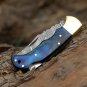 Custom Handmade Damascus Steel Pocket Folding Knife Stained Wood Handle
