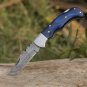 Handmade Damascus Steel Hunting Folding Knife with Pocket Clip Camping Folding Blade