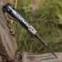 Handmade Damascus Folding Knife with Pocket Clip 6.5'' Back Lock Folding Knife Bull Horn Handle