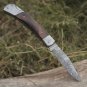 Back Lock 9" Handmade Damascus Steel Pocket Knife Rose Wood Handle Folding Knife