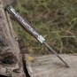 Back Lock 9" Handmade Damascus Steel Pocket Knife Rose Wood Handle Folding Knife