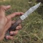 Back Lock 9" Handmade Damascus Steel Pocket Knife Rose Wood Handle Folding Knife