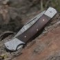 Back Lock 9" Handmade Damascus Steel Pocket Knife Rose Wood Handle Folding Knife