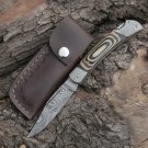 Back Lock 9" Handmade Damascus Steel Pocket Knife Pakka Wood Handle Folding Knife