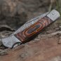 Back Lock 9" Handmade Damascus Steel Pocket Knife Pakka Wood Handle Folding Knife