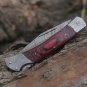 Back Lock 9" Handmade Damascus Steel Pocket Knife Pakka Wood Handle Folding Knife