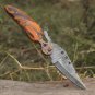 Personalized Custom Handmade Damascus Steel Pocket Knife Folding Blade With Resin Handle