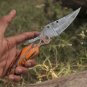 Personalized Custom Handmade Damascus Steel Pocket Knife Folding Blade With Resin Handle