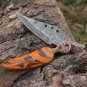 Personalized Custom Handmade Damascus Steel Pocket Knife Folding Blade With Resin Handle