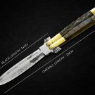 Personalized CROCODILE VG10 ORIGINAL Super Steel Folding knife Brass Carabao Horn Inserts +sheath