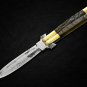 Personalized CROCODILE VG10 ORIGINAL Super Steel Folding knife Brass Carabao Horn Inserts +sheath
