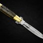 Personalized CROCODILE VG10 ORIGINAL Super Steel Folding knife Brass Carabao Horn Inserts +sheath
