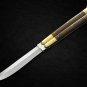 PERSONALIZED VG10 ORIGINAL SUPER STEEL HANDLE MATERIALS BRASS WITH KAMAGONG WOOD INSERTS + SHEATH