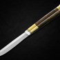 PERSONALIZED VG10 ORIGINAL SUPER STEEL HANDLE MATERIALS BRASS WITH KAMAGONG WOOD INSERTS + SHEATH