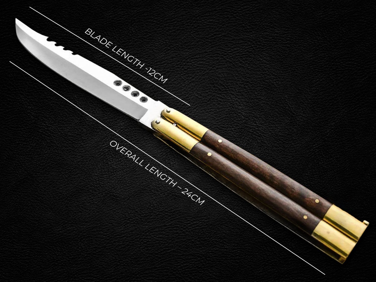 PERSONALIZED VG10 SUPER STEEL HANDLE MATERIALS FOLDING KNIFE BRASS WITH KAMAGONG WOOD INSERTS+SHEATH