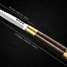 PERSONALIZED VG10 SUPER STEEL HANDLE MATERIALS FOLDING KNIFE BRASS WITH KAMAGONG WOOD INSERTS+SHEATH