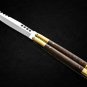 PERSONALIZED VG10 SUPER STEEL HANDLE MATERIALS FOLDING KNIFE BRASS WITH KAMAGONG WOOD INSERTS+SHEATH