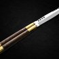 PERSONALIZED VG10 SUPER STEEL HANDLE MATERIALS FOLDING KNIFE BRASS WITH KAMAGONG WOOD INSERTS+SHEATH