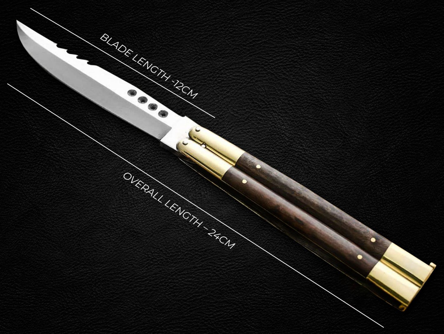 PERSONALIZED VG10 SUPER STEEL HANDLE MATERIALS FOLDING KNIFE BRASS WITH KAMAGONG WOOD INSERTS+SHEATH