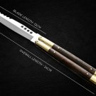 PERSONALIZED VG10 SUPER STEEL HANDLE MATERIALS FOLDING KNIFE BRASS WITH KAMAGONG WOOD INSERTS+SHEATH