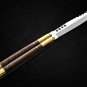 PERSONALIZED VG10 SUPER STEEL HANDLE MATERIALS FOLDING KNIFE BRASS WITH KAMAGONG WOOD INSERTS+SHEATH