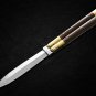 PERSONALIZED VG10 SUPER STEEL HANDLE MATERIALS FOLDING KNIFE BRASS WITH KAMAGONG WOOD INSERTS+SHEATH