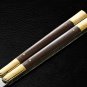 PERSONALIZED VG10 SUPER STEEL HANDLE MATERIALS FOLDING KNIFE BRASS WITH KAMAGONG WOOD INSERTS+SHEATH