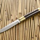 PERSONALIZED HANDMADE HIGH CARBON STEEL FOLDING KNIFE BRASS WITH KAMAGONG WOOD INSERTS WITH SHEATH