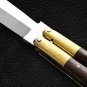 PERSONALIZED HANDMADE HIGH CARBON STEEL FOLDING KNIFE BRASS WITH KAMAGONG WOOD INSERTS WITH SHEATH