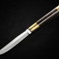 PERSONALIZED HANDMADE HIGH CARBON STEEL FOLDING KNIFE BRASS WITH KAMAGONG WOOD INSERTS WITH SHEATH
