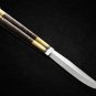 PERSONALIZED HANDMADE HIGH CARBON STEEL FOLDING KNIFE BRASS WITH KAMAGONG WOOD INSERTS WITH SHEATH